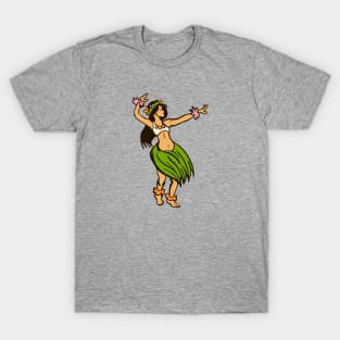 Retro Hawaiian Hula Dancer Cartoon T-Shirt